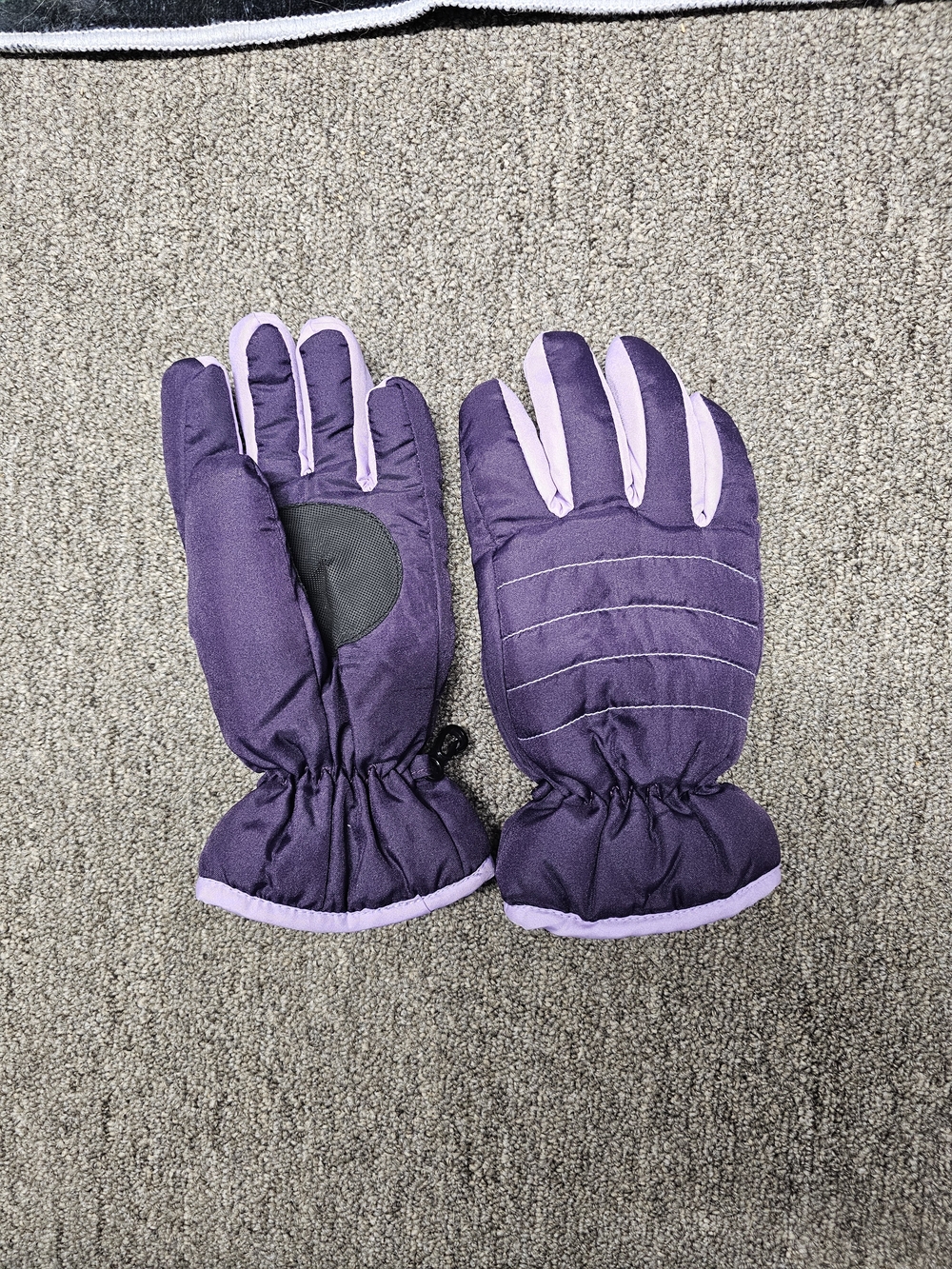 Kids Purple Winter Ski Gloves with Light Purple Trim
